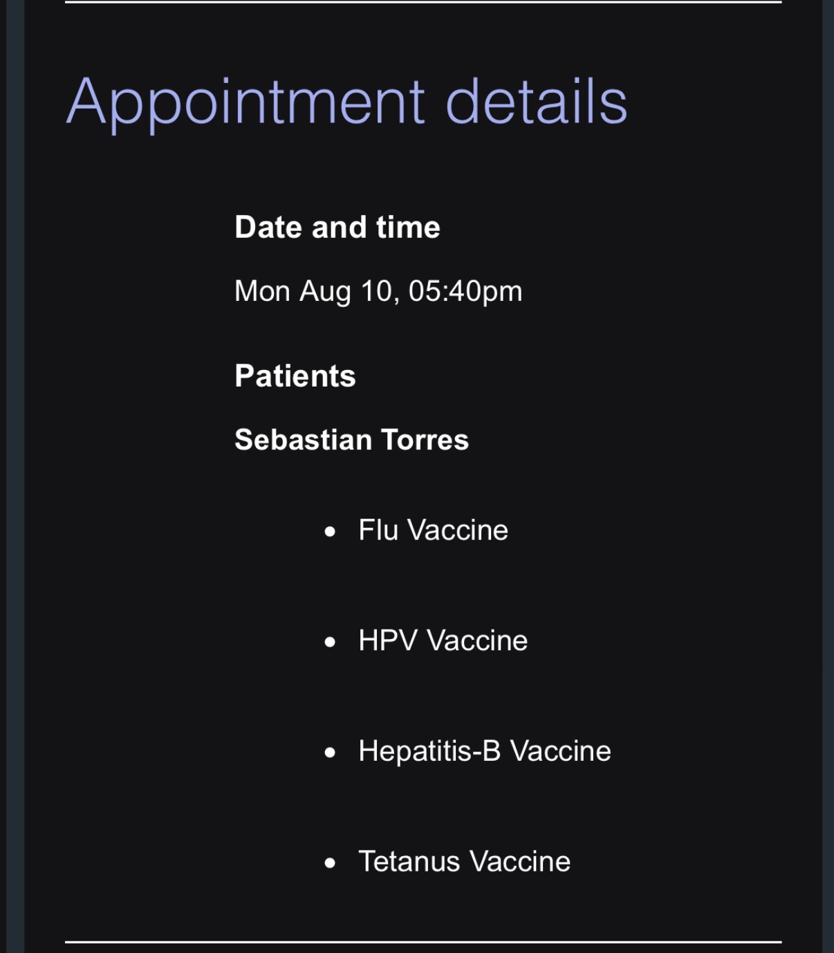 Immunizations